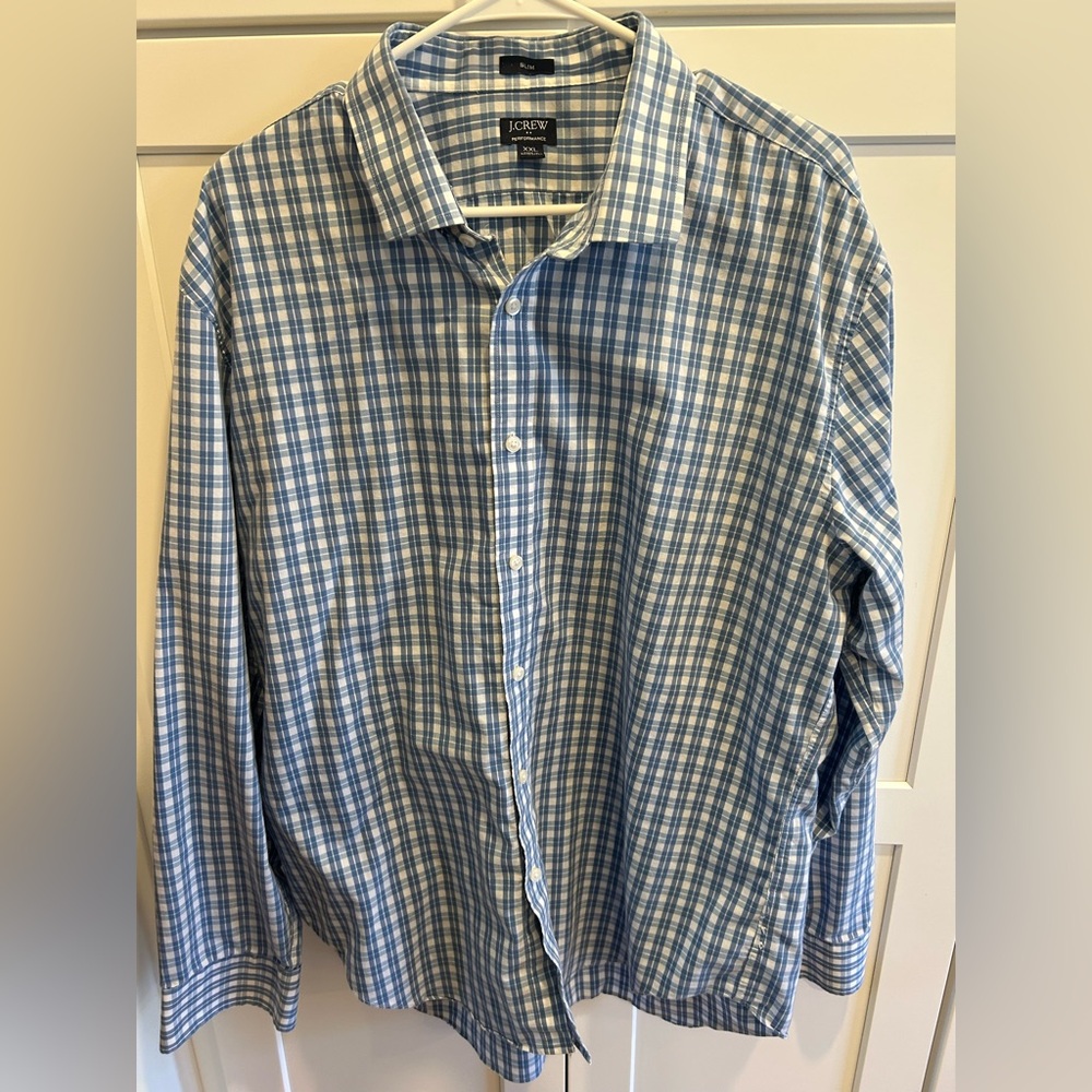J.Crew Performance Blue & White  Button-Down Shirt – XXL Slim